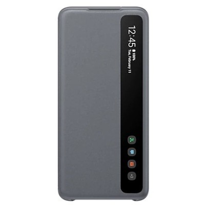 Samsung Galaxy S20 (G980) originalus Smart Clear View Cover (EF-ZG980CBEGEU) открываемый серый кожаный чехол - книжка | Vacins.l