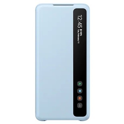 Samsung Galaxy S20+ (G985) оригинальный Smart Clear View Cover (EF-ZG985CLEGEU) открываемый светло-синий кожаный чехол - книжка 