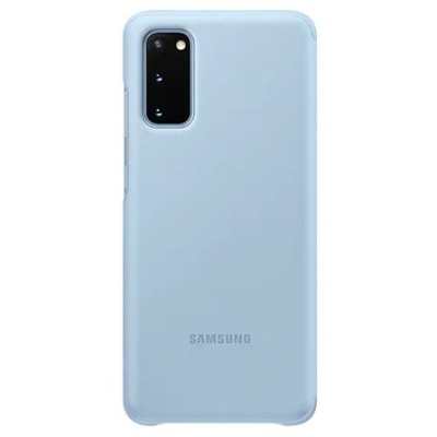 Samsung Galaxy S20 (G980) оригинальный Smart Clear View Cover (EF-ZG980CLEGEU) открываемый светло-синий кожаный чехол - книжка |