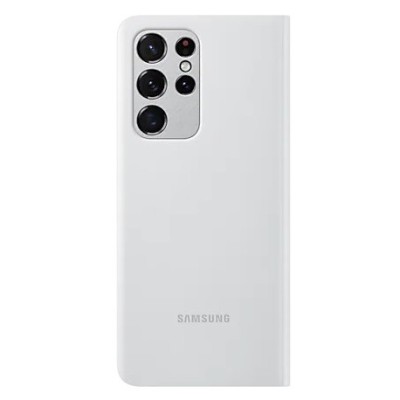 Samsung Galaxy S21 Ultra (G998B) oficiāls Smart Clear View Cover atvērams gaiši pelēks maciņš (maks) | Vacins.lv