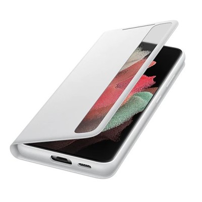 Samsung Galaxy S21 Ultra (G998B) oficiāls Smart Clear View Cover atvērams gaiši pelēks maciņš (maks) | Vacins.lv