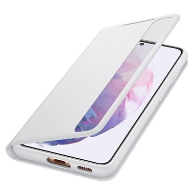 Samsung Galaxy S21 (G991B) оригинальный Smart Clear View Cover (EF-ZG991CJEGEE) открываемый светло-серый кожаный чехол - книжка 