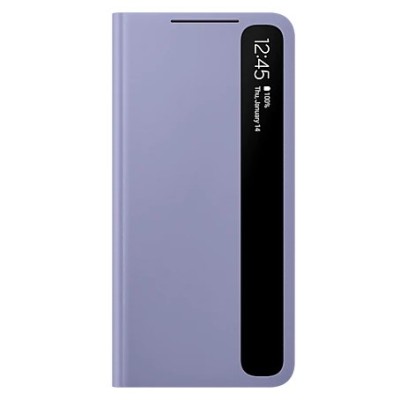Samsung Galaxy S21 (G991B) оригинальный Smart Clear View Cover (EF-ZG991CVEGEE) открываемый фиолетовый кожаный чехол - книжка | 