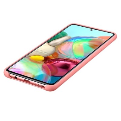 Samsung Galaxy A71 (A715) „Samsung“ Silicone Cover твердый силиконовый чехол розового цвета | Vacins.lv