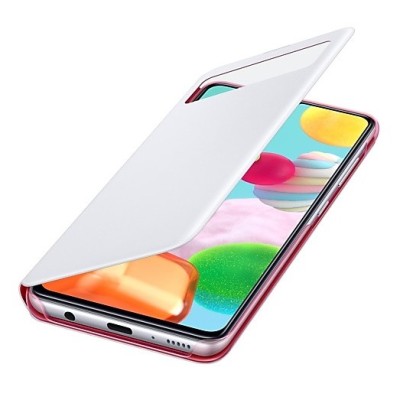 Samsung Galaxy A41 (A415F) оригинальный S View Wallet Cover открываемый белый кожаный чехол - книжка | Vacins.lv