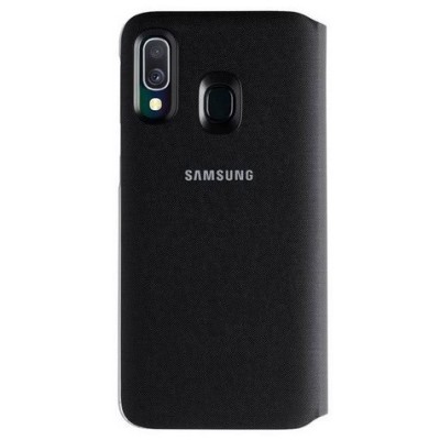 Samsung Galaxy A40 (A405F) oficiāls Wallet Cover atvērams melns ādas maciņš (maks) | Vacins.lv