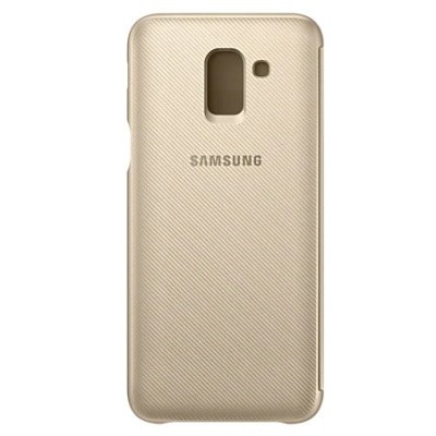 Samsung Galaxy J6 2018 (J600) оригинальный Wallet Cover открываемый золотой кожаный чехол - книжка | Vacins.lv