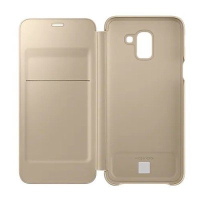 Samsung Galaxy J6 2018 (J600) оригинальный Wallet Cover открываемый золотой кожаный чехол - книжка | Vacins.lv