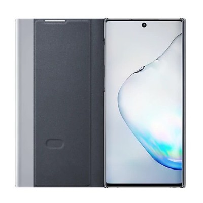 Samsung Galaxy Note 10 (N970F) оригинальный Smart Clear View Cover (EF-ZN970CBEGWW) открываемый чёрный кожаный чехол - книжка | 