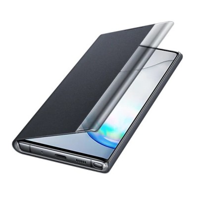 Samsung Galaxy Note 10 (N970F) оригинальный Smart Clear View Cover (EF-ZN970CBEGWW) открываемый чёрный кожаный чехол - книжка | 