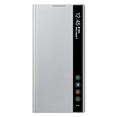 Samsung Galaxy Note 10 (N970F) оригинальный Smart Clear View Cover (EF-ZN970CSEGWW) открываемый серебристый кожаный чехол - книж