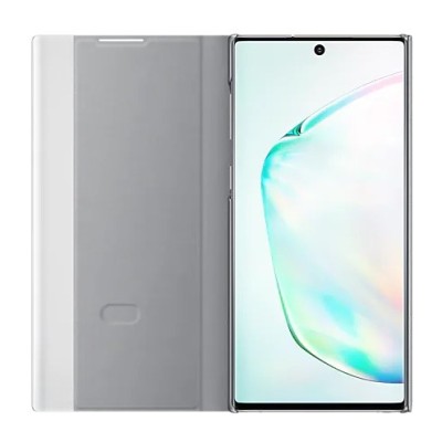 Samsung Galaxy Note 10 (N970F) оригинальный Smart Clear View Cover (EF-ZN970CSEGWW) открываемый серебристый кожаный чехол - книж