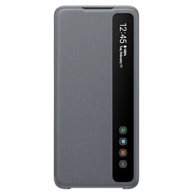 Samsung Galaxy S20 Ultra (G988) оригинальный Smart Led View Cover (EF-ZG988CJEGEU) открываемый серый кожаный чехол - книжка | Va