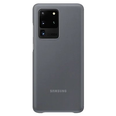 Samsung Galaxy S20 Ultra (G988) oficiāls Smart Clear View Cover atvērams pelēks maciņš (maks) | Vacins.lv