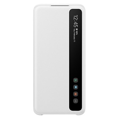 Samsung Galaxy S20 (G980) оригинальный Smart Clear View Cover (EF-ZG980CWEGEU) открываемый белый кожаный чехол - книжка | Vacins