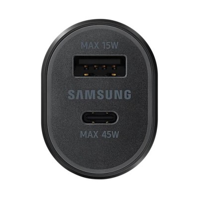 Origināls „Samsung“ Super Fast Dual Charger EP-L5300XBEGEU melns autolādētājs ar Type-C vadu (45W + 15W) | Vacins.lv