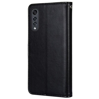 LG Velvet (LM-G900EM) открываемый чёрный кожаный чехол - книжка | Vacins.lv