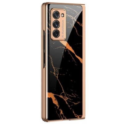 Samsung Galaxy Z Fold2 5G (F916B) GKK Marble Glass пластиковый чёрный чехол | Vacins.lv