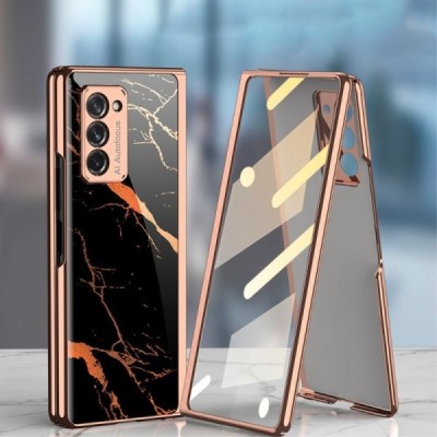 Samsung Galaxy Z Fold2 5G (F916B) GKK Marble Glass пластиковый чёрный чехол | Vacins.lv