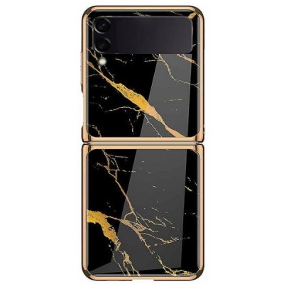 Samsung Galaxy Z Flip3 (F711) GKK Marble melns plastika apvalks | vacins.lv