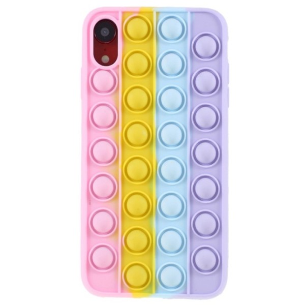 „Popit“ Big Bubble мягкий силиконовый (TPU) чехол - розовый (iPhone Xr)