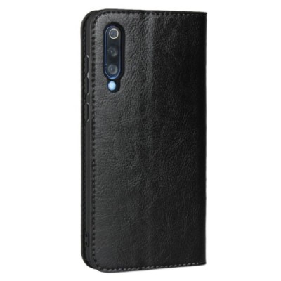 Xiaomi Mi 9 (Mi 9 Explorer) Split чёрный кожаный чехол-книжка | Vacins.lv