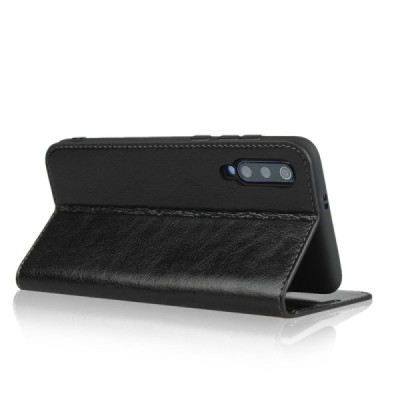Xiaomi Mi 9 (Mi 9 Explorer) Split чёрный кожаный чехол-книжка | Vacins.lv