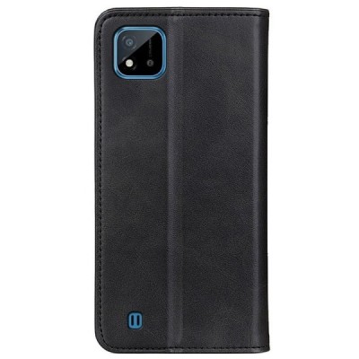 Realme C20 (C11 2021) „Split“ чёрный кожаный чехол-книжка | Vacins.lv