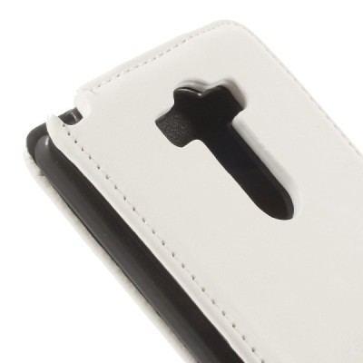 LG G3 klasisks ādas vertikāli atvēramais balts futrālis / Vacins.lv