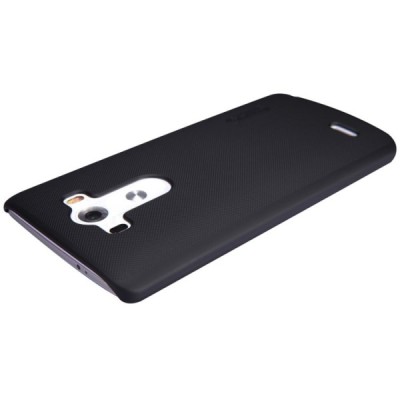 LG G3 Nillkin Frosted Shield melns plastmasas futrālis + ekrāna aizsargplēve / Vacins.lv