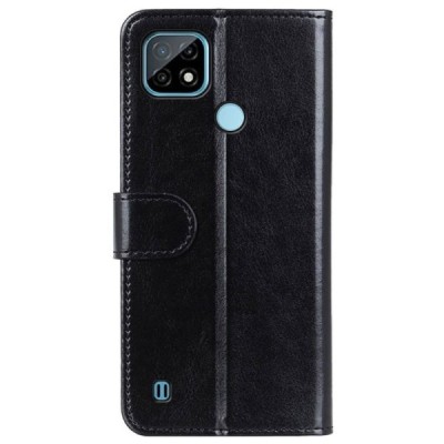 Realme C21 открываемый чёрный кожаный чехол - книжка | Vacins.lv