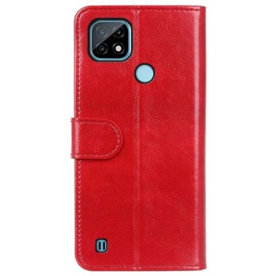 Realme C21 открываемый красный кожаный чехол - книжка | Vacins.lv