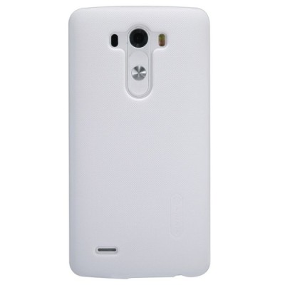 LG G3 Nillkin Frosted Shield balts plastmasas futrālis + ekrāna aizsargplēve / Vacins.lv