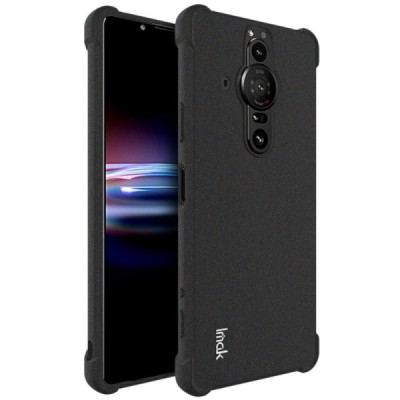 Sony Xperia Pro-I Imak pastiprinātas aizsardzības cieta silikona (TPU) melns vāciņš + ekrāna aizsargplēve | Vacins.lv