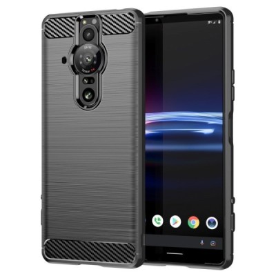Sony Xperia Pro-I „Carbon“ cieta silikona (TPU) melns vāciņš | Vacins.lv