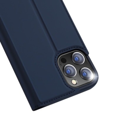 Apple iPhone 13 Pro Max „Dux Ducis“ Skin sērijas zils ādas atvērams maciņš | Vacins.lv