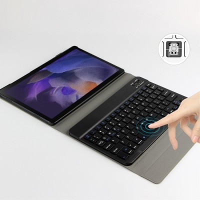 Samsung Galaxy Tab A8 10.5 2021 (X200, X205) чехол-книжка из черной кожи с беспроводной клавиатурой Bluetooth | Vacins.lv
