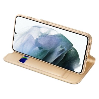 „Dux Ducis“ Skin serijos Samsung Galaxy S21 FE (Fan Edition) 5G золотой кожаный чехол-книжка | Vacins.lv