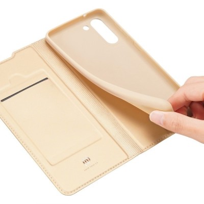 „Dux Ducis“ Skin serijos Samsung Galaxy S21 FE (Fan Edition) 5G золотой кожаный чехол-книжка | Vacins.lv