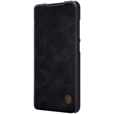 Роскошный чёрный кожаный чехол Nillkin Qin Series для Samsung Galaxy S22 Ultra 5G (SM-S908X) | Vacins.lv