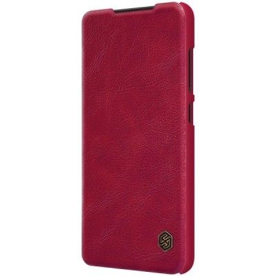Роскошный красный кожаный чехол Nillkin Qin Series для Samsung Galaxy S22 Ultra 5G (SM-S908X) | Vacins.lv