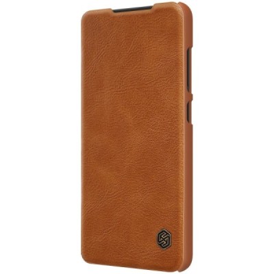 Роскошный коричневый кожаный чехол Nillkin Qin Series для Samsung Galaxy S22 Ultra 5G (SM-S908X) | Vacins.lv