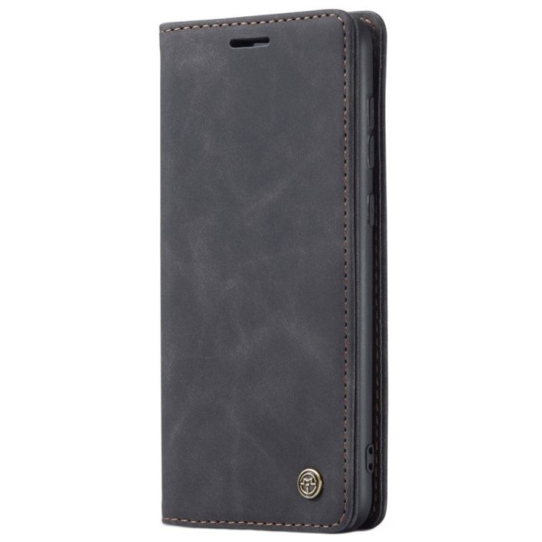 Кожиный чехол-книжка "CaseMe" Retro - чёрный (Galaxy S21 FE 5G)