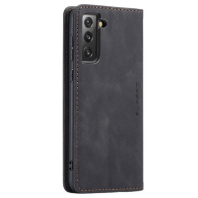 Samsung Galaxy S21 FE (Fan Edition) 5G CaseMe Retro открываемый, чёрного цвета, кожаный чехол – книжка | Vacins.lv
