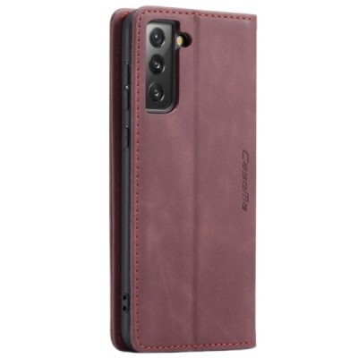 Samsung Galaxy S21 FE (Fan Edition) 5G CaseMe Retro открываемый, бордового цвета, кожаный чехол – книжка | Vacins.lv
