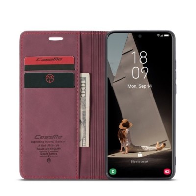 Samsung Galaxy S21 FE (Fan Edition) 5G CaseMe Retro открываемый, бордового цвета, кожаный чехол – книжка | Vacins.lv