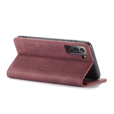 Samsung Galaxy S21 FE (Fan Edition) 5G CaseMe Retro открываемый, бордового цвета, кожаный чехол – книжка | Vacins.lv