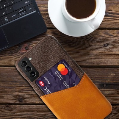 Samsung Galaxy S21 FE (Fan Edition) 5G „KSQ“ Shell brūns ādas apvalks ar iebūvētu karšu turētāju | Vacins.lv