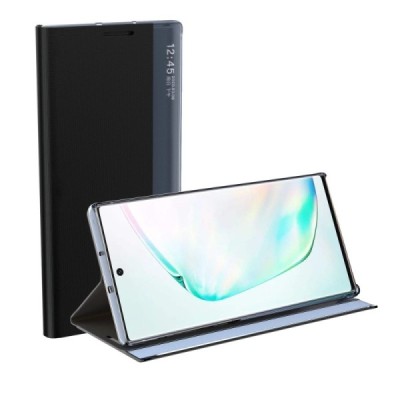 Samsung Galaxy S21 FE (Fan Edition) 5G View Line открываемый чёрный кожаный чехол - книжка | Vacins.lv