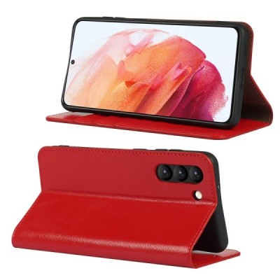 Samsung Galaxy S21 FE (Fan Edition) 5G твердый открываемый красный кожаный чехол - книжка | Vacins.lv